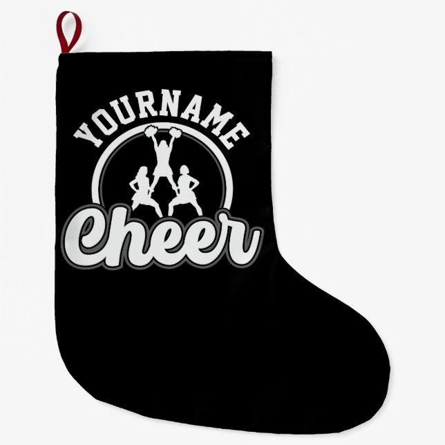 Personlig NAMN Cheer Team Varsity Cheerledare Stor Julstrumpa (Framsidan)
