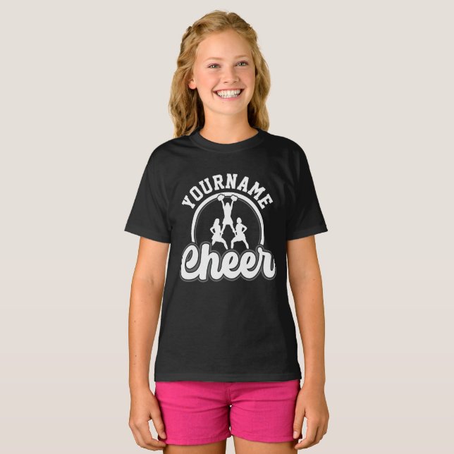 Personlig NAMN Cheer Team Varsity Cheerledare T Shirt (Hel framsida)