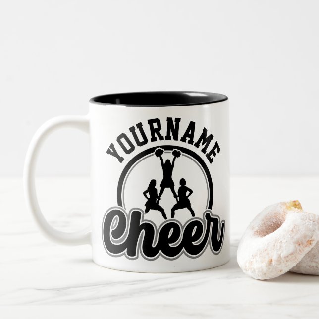 Personlig NAMN Cheer Team Varsity Cheerledare Två-Tonad Mugg (Med munk)
