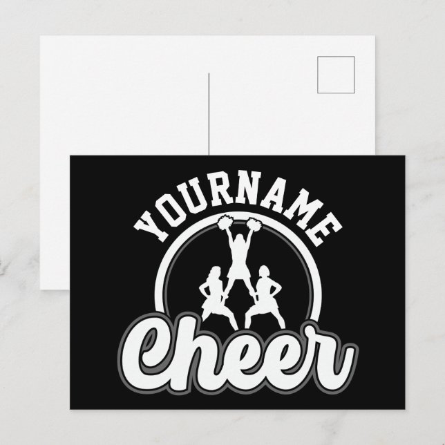 Personlig NAMN Cheer Team Varsity Cheerledare Vykort (Fram/baksida)