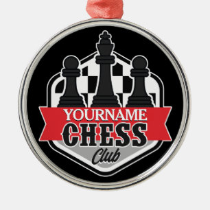 Personlig NAMN Chess Player Klubb Checkmate Julgransprydnad Metall