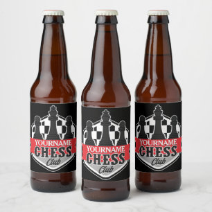 Personlig NAMN Chess Player Klubb Checkmate Ölflaska Etikett