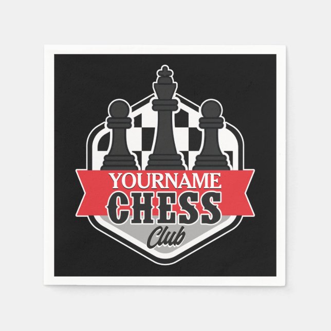 Personlig NAMN Chess Player Klubb Checkmate Pappersservett (Framsidan)