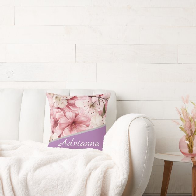 Personlig Namn Chic Blommar av körsbärssystem Kudde (Soffa)