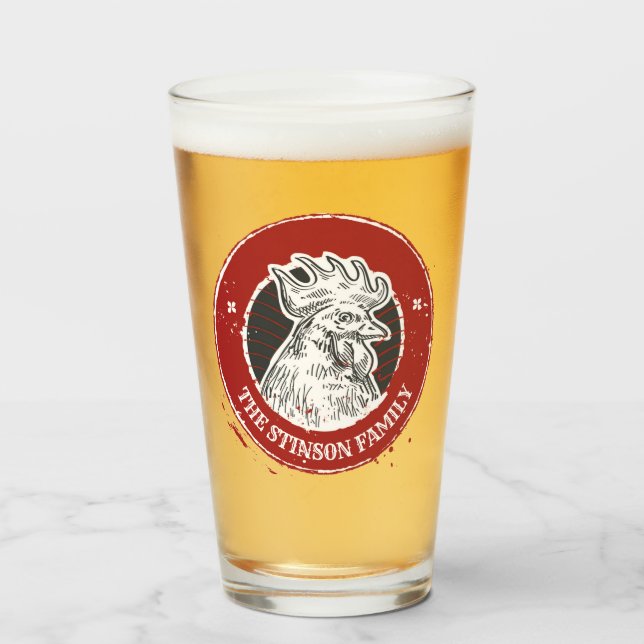 Personlig NAMN Chicken Anpassningsbar Land Tupp Glaskopp (Framsida fylld)