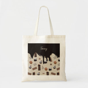 Personlig Namn Chocolate Theme Mönster Tygkasse