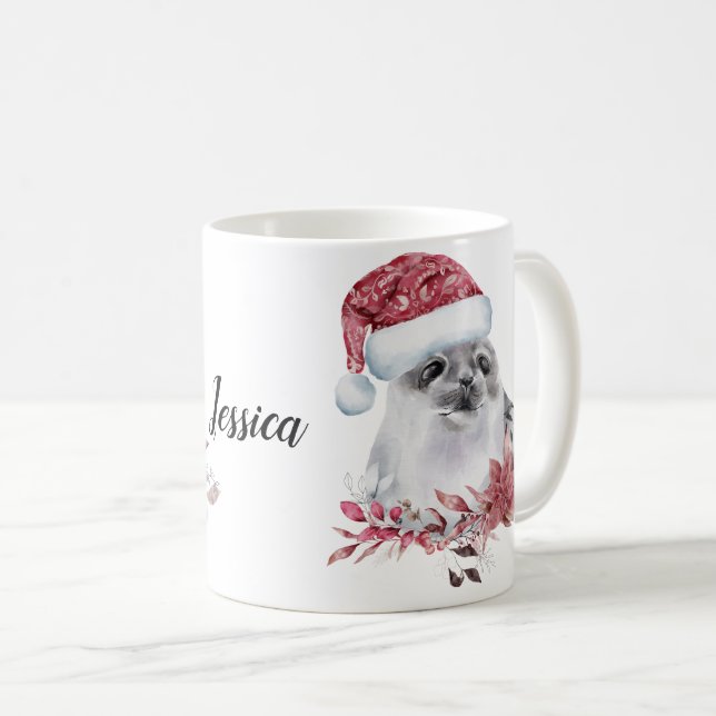 Personlig namn Chrismas-säl Kaffemugg (Framsida höger)