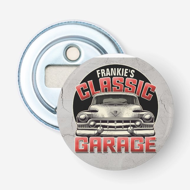 Personlig NAMN Classic Car Garage Anpassningsbar S Flasköppnare (Framsidan)