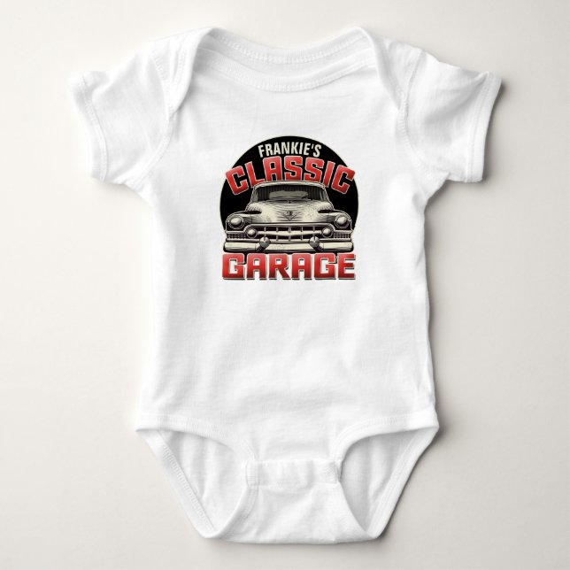 Personlig NAMN Classic Car Garage Anpassningsbar S T Shirt (Framsida)