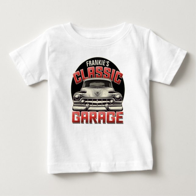 Personlig NAMN Classic Car Garage Anpassningsbar S T Shirt (Framsida)
