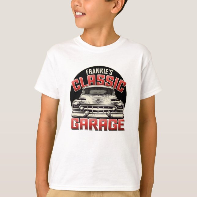 Personlig NAMN Classic Car Garage Anpassningsbar S T Shirt (Framsida)