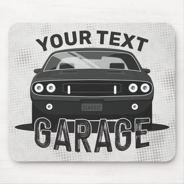 Personlig NAMN Classic Muscle Car Garage Retro Musmatta (Framsidan)