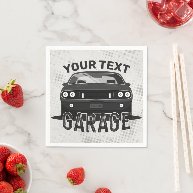 Personlig NAMN Classic Muscle Car Garage Retro Pappersservett (Insitu)