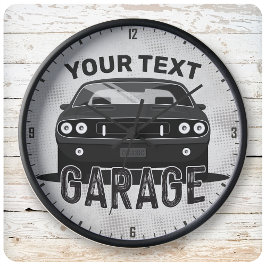 Personlig NAMN Classic Muscle Car Garage Retro Stor Klocka