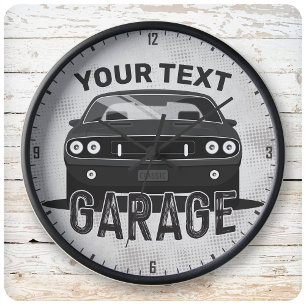Personlig NAMN Classic Muscle Car Garage Retro Stor Klocka