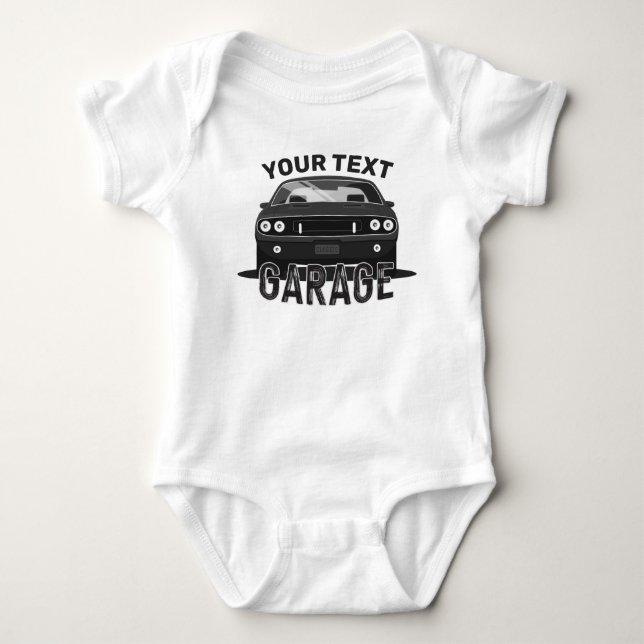 Personlig NAMN Classic Muscle Car Garage Retro T Shirt (Framsida)