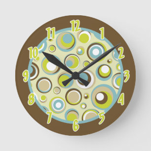 Personlig Namn Clock 1970's Retro Circle Rund Klocka