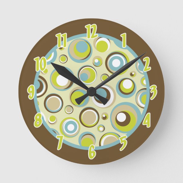 Personlig Namn Clock 1970's Retro Circle Rund Klocka (Framsida)