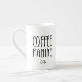 Personlig Namn Coffee Maniac - Funny Benporslin Mugg