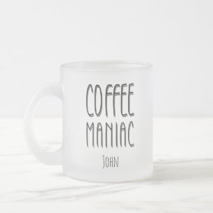 Personlig Namn Coffee Maniac - Funny Frostad Glasmugg