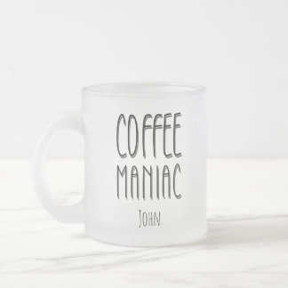 Personlig Namn Coffee Maniac - Funny Frostad Glasmugg