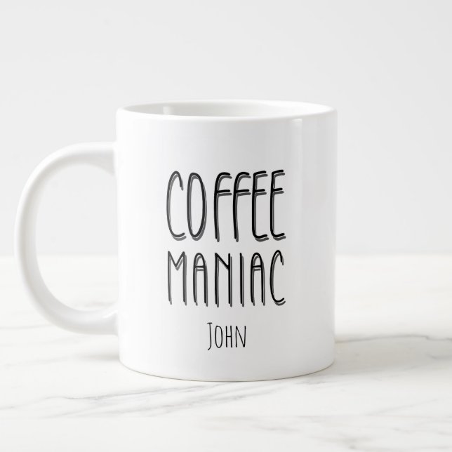 Personlig Namn Coffee Maniac - Funny Jumbo Mugg (Vänster)
