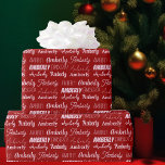Personlig Namn Collage Red Typography jul Presentpapper<br><div class="desc">Festive Red jul namn-kollage med pappert dekorerat i nio olika typsnitt och stavat ditt namn i vitt. Späd anpassningsbar barn presentfigursätter med roligt typografi i vitt.</div>
