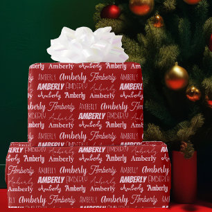Personlig Namn Collage Red Typography jul Presentpapper