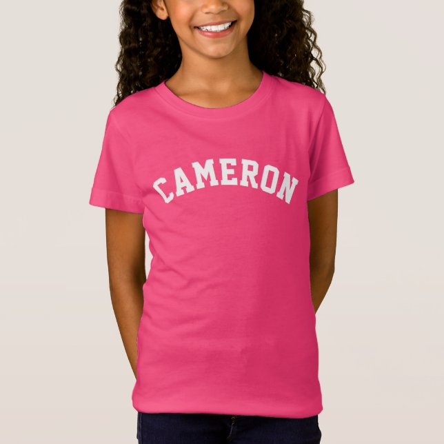 Personlig Namn College Athletic Typography Rosa T Shirt (Framsida)