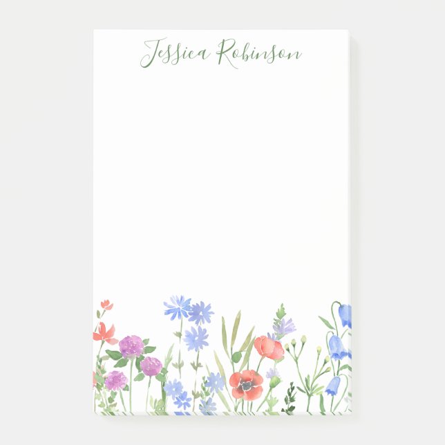 Personlig Namn Colorful WildblomGarden Post-it Block (Framsida)