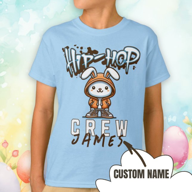 Personlig Namn Coola Påsk, besättningsdistriktet-S T Shirt (Personalized Name Cool Easter Hip-Hop Crew Bunny T-Shirt.)