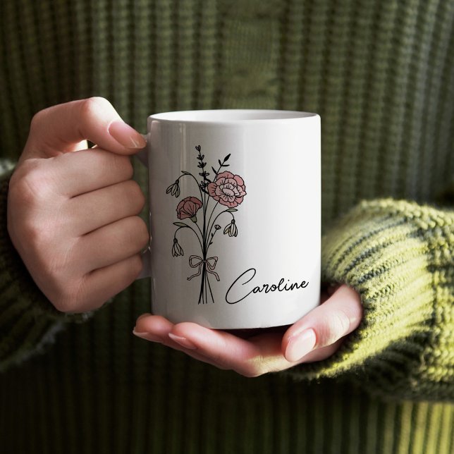 Personlig Namn Coquette Birdblomma januari Kaffemugg (Skapare uppladdad)