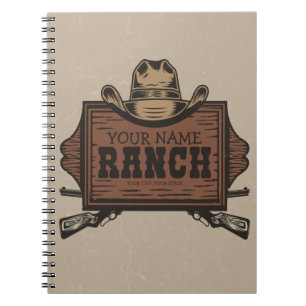 Personlig NAMN Cowboy Guns Westerna Ranch-tecken Anteckningsbok