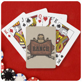 Personlig NAMN Cowboy Guns Westerna Ranch-tecken Casinokort