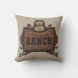 Personlig NAMN Cowboy Guns Westerna Ranch-tecken Kudde