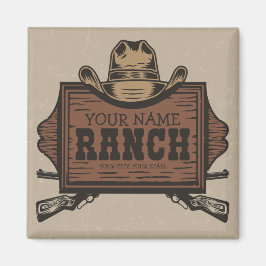 Personlig NAMN Cowboy Guns Westerna Ranch-tecken Magnet