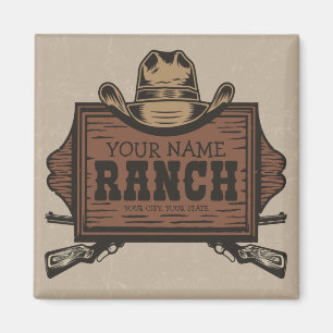 Personlig NAMN Cowboy Guns Westerna Ranch-tecken Magnet