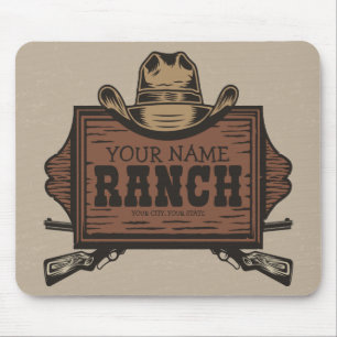 Personlig NAMN Cowboy Guns Westerna Ranch-tecken Musmatta