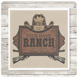 Personlig NAMN Cowboy Guns Westerna Ranch-tecken Pappersservett