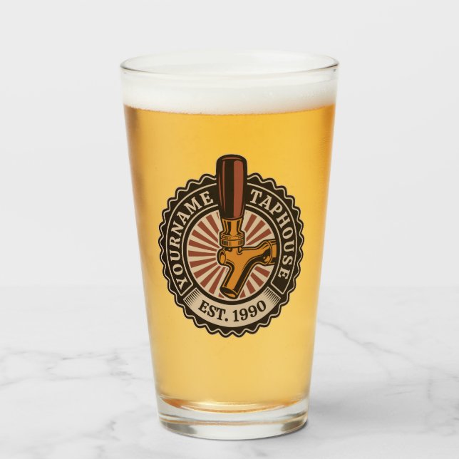 Personlig NAMN Craft Beer Taphouse Brewery Pub Glaskopp (Framsida fylld)