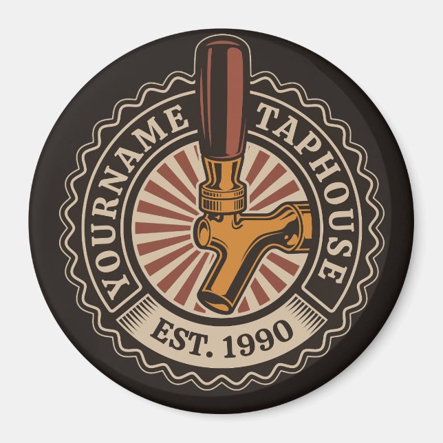 Personlig NAMN Craft Beer Taphouse Brewery Pub Magnet (Framsidan)