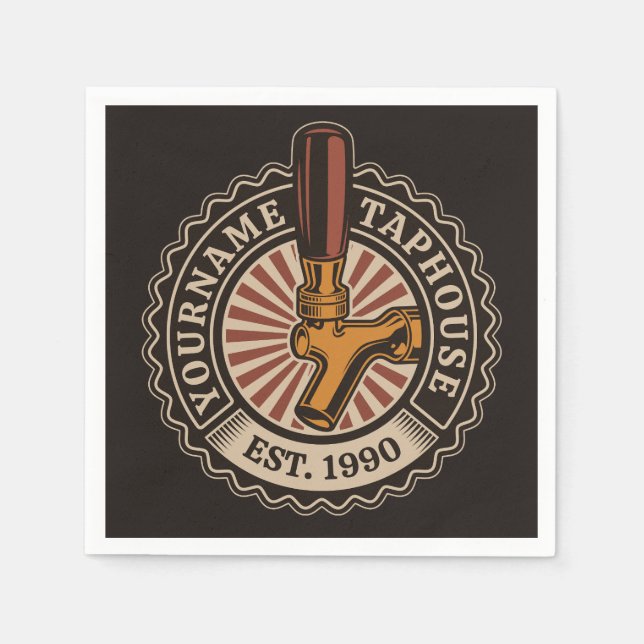 Personlig NAMN Craft Beer Taphouse Brewery Pub Pappersservett (Framsidan)