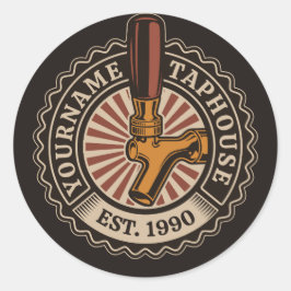 Personlig NAMN Craft Beer Taphouse Brewery Pub Runt Klistermärke