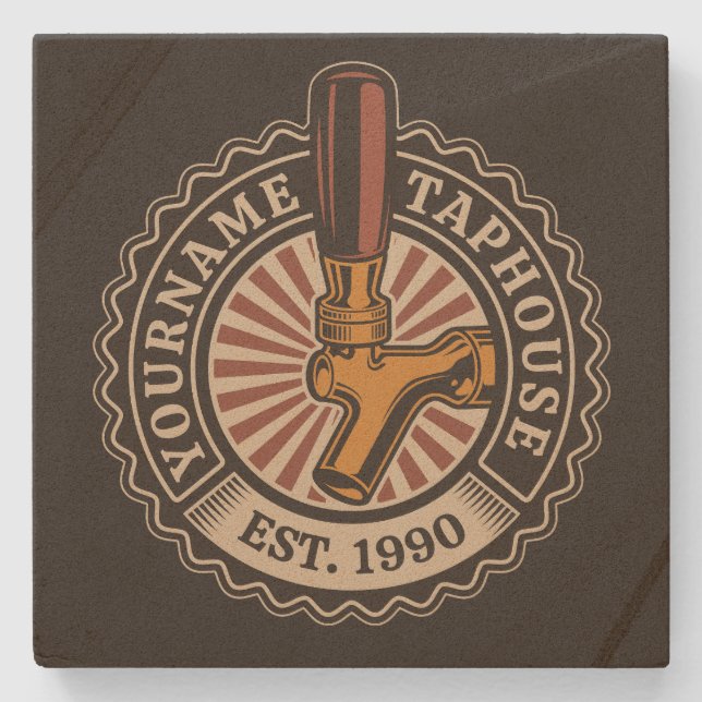 Personlig NAMN Craft Beer Taphouse Brewery Pub Stenunderlägg (Framsidan)