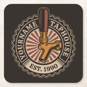 Personlig NAMN Craft Beer Taphouse Brewery Pub Underlägg Papper Kvadrat