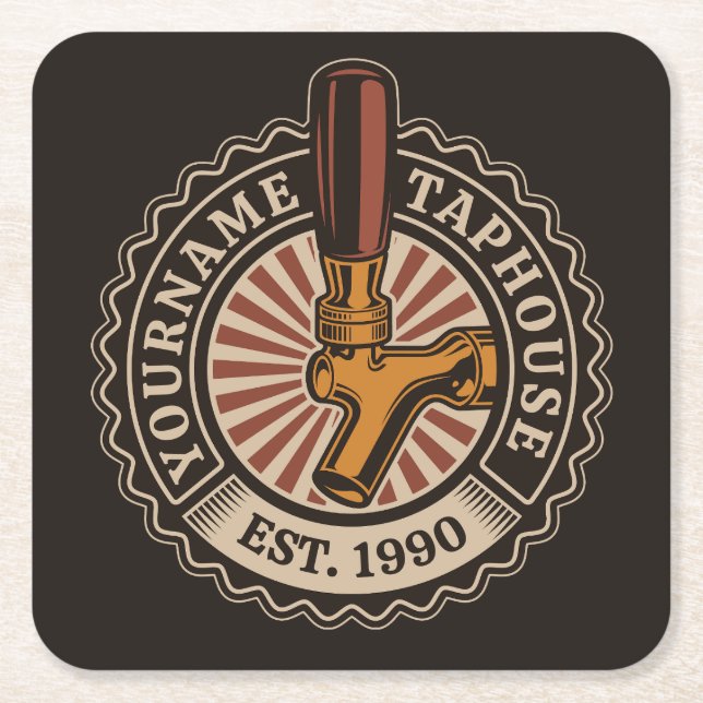 Personlig NAMN Craft Beer Taphouse Brewery Pub Underlägg Papper Kvadrat (Framsidan)