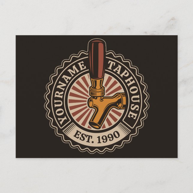 Personlig NAMN Craft Beer Taphouse Brewery Pub Vykort (Framsida)