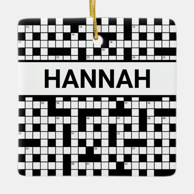 Personlig Namn Crossword Puzzle Mönster Julgransprydnad Keramik (Framsida)