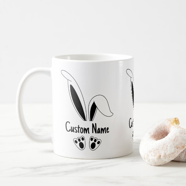 Personlig Namn Cute Bunny Påsk Kaffemugg (Med munk)
