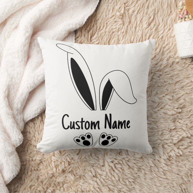 Personlig Namn Cute Bunny Påsk Kudde (Filt)